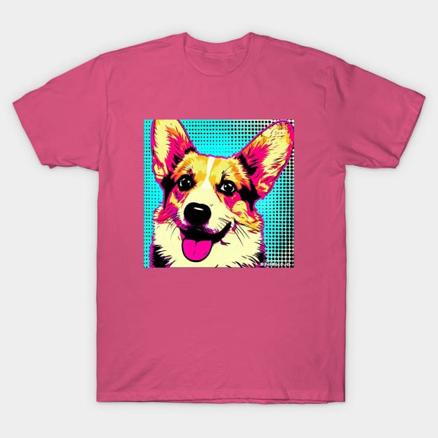 Happy Corgi Pop Art T-Shirt by Sketchy